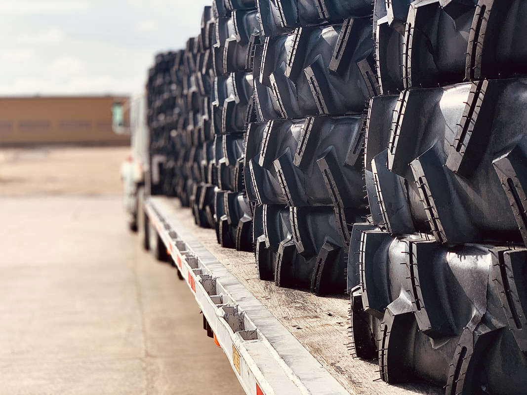 Trailer with tires